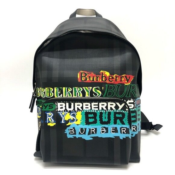 BURBERRY graphic Check Backpack Backpack PVC gray/Multicolore - Picture 2 of 15